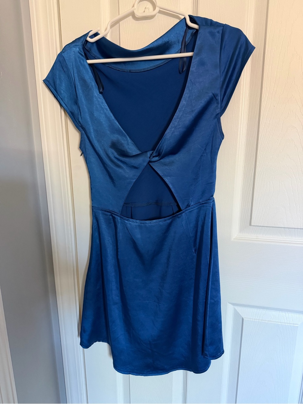 Hello Molly Blue Satin Short Dress - Picture 4 of 5